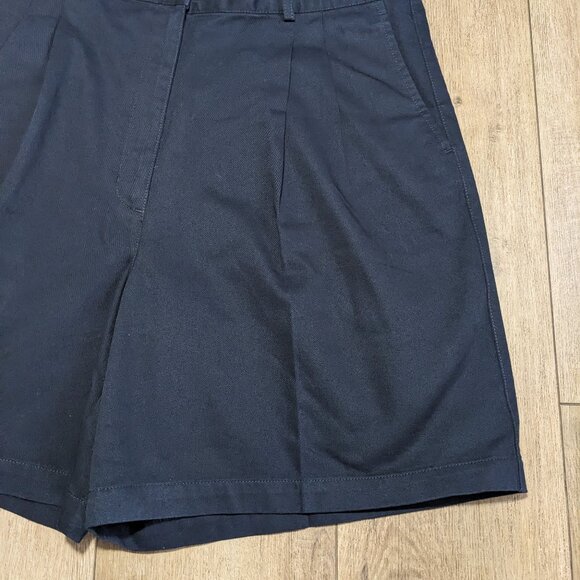 NWT Vtg L.L. Bean Navy Blue Pleated Front Cotton Shorts Women's 16 Reg - Picture 4 of 13